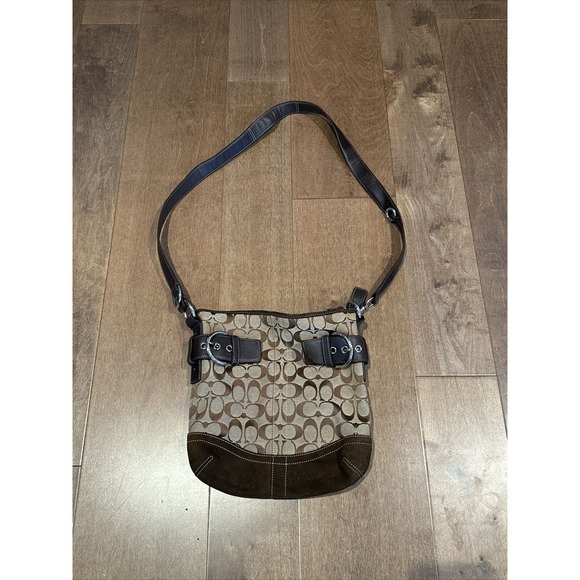 Coach Signature Monogram Brown Cross Body, Shoulder Handbag H05K-3574 - Picture 1 of 6